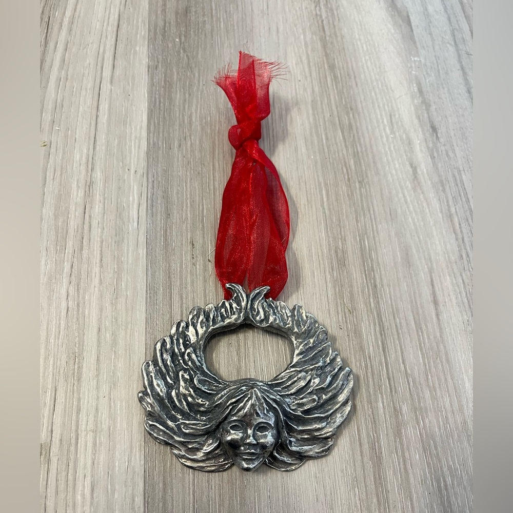 2001 Philbrook Museum Rosalind Cook Pewter Christmas Tree Ornament Angel Signed